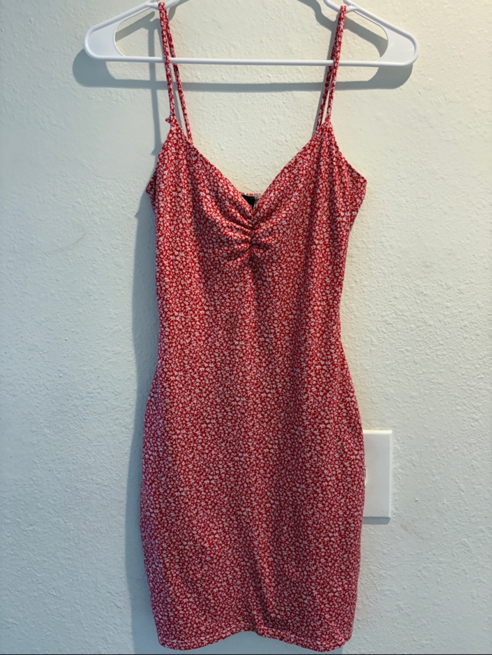 Windsor Red Floral Ruched Spaghetti-Strap Mini Dress